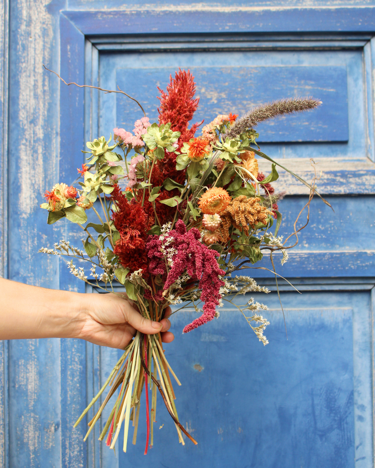 Bouquet de fleurs séchées - L'ÉRABLE (Rouge, orange et jaune)