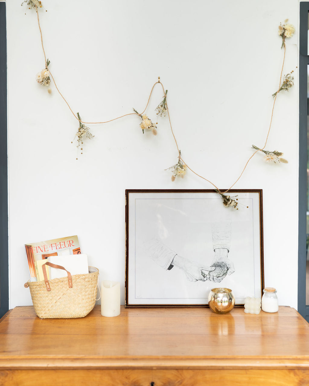 Guirlande murale de fleurs séchées - MOONLIGHT