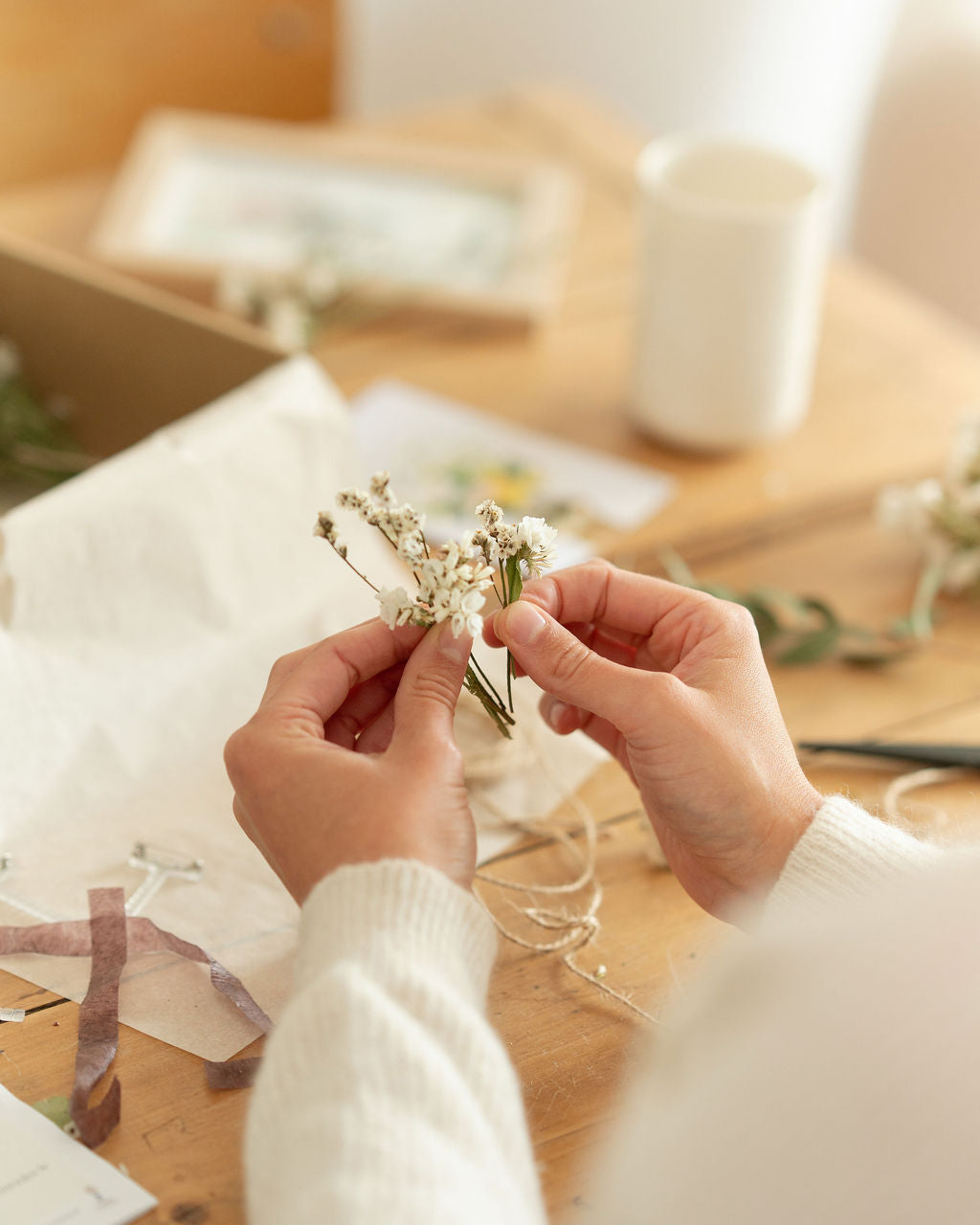 Kit DIY à réaliser - Boutonnières en fleurs séchées - Blanc