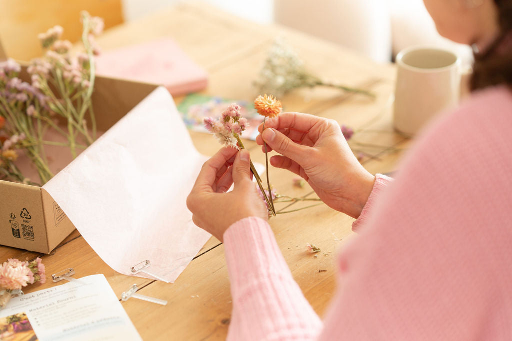 Kit DIY à réaliser - Boutonnières en fleurs séchées - Pastel