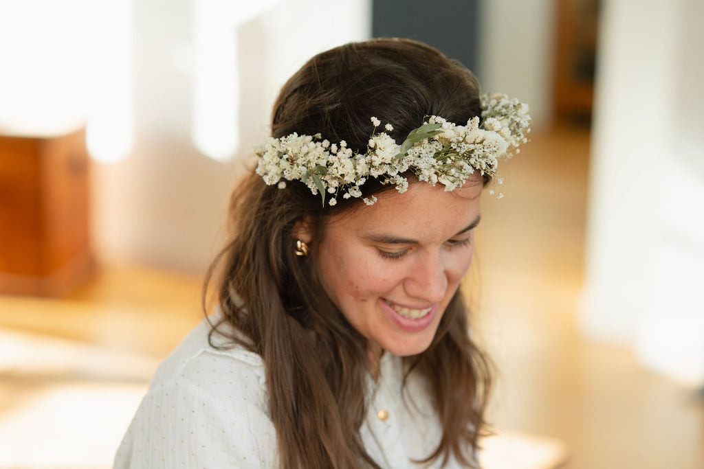 Kit DIY à réaliser - Couronne de tête adulte en fleurs séchées - Blanc