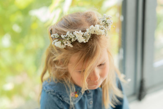 Kit DIY à réaliser - Couronne de tête enfant en fleurs séchées - Blanc