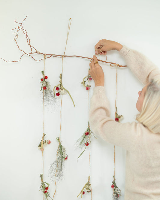 Suspension de fleurs séchées : rideau de fleurs - SANTA