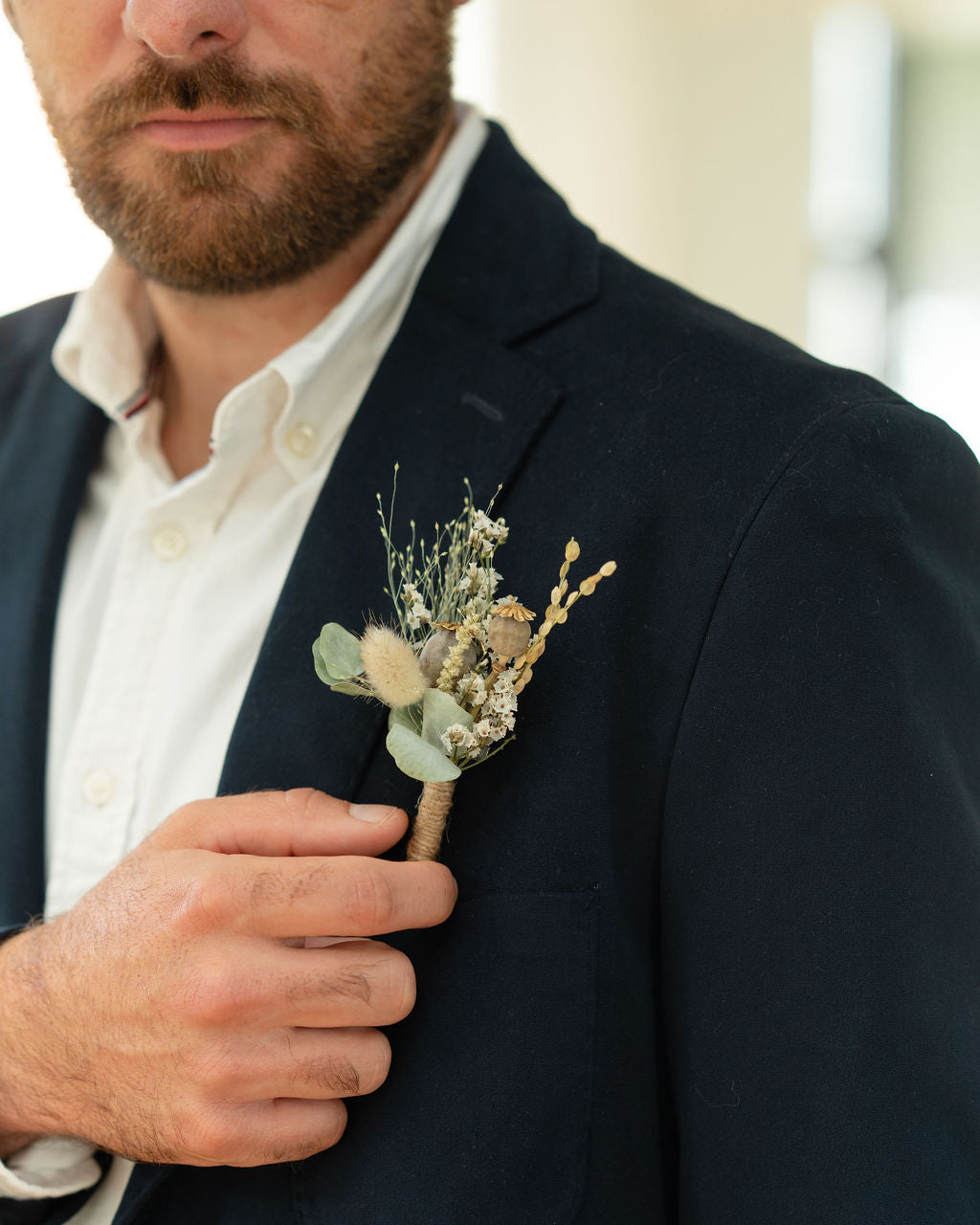 Boutonnière en fleurs séchées pour cérémonie - HOUAT