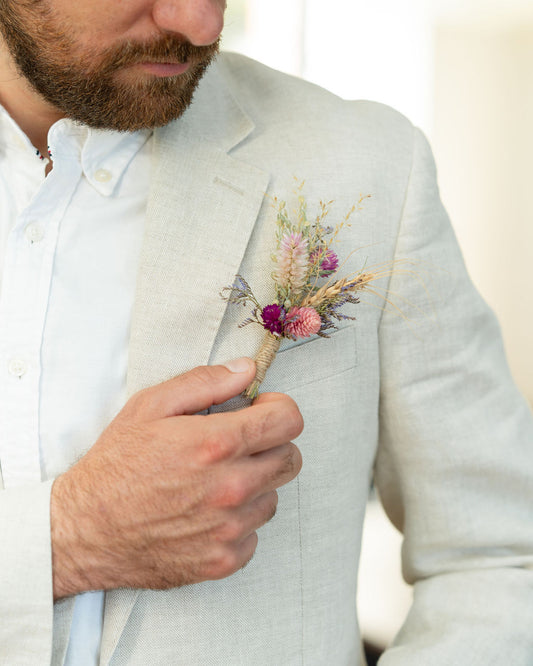 Boutonnière en fleurs séchées pour cérémonie - MOLÈNE