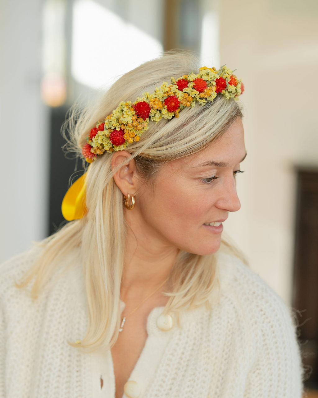 Couronne de tête en fleurs séchées pour cérémonie - Adulte - BREHAT