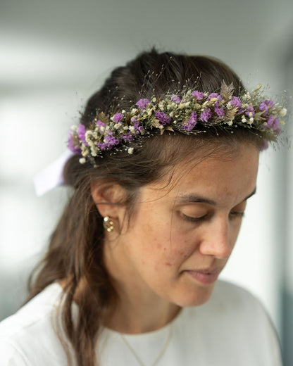 Couronne de tête en fleurs séchées pour cérémonie - Adulte - GROIX