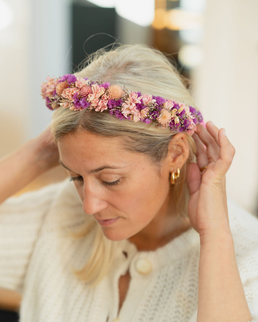 Couronne de tête en fleurs séchées pour cérémonie - Adulte - SAUZON