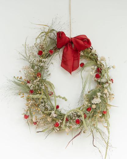 Couronne murale de fleurs séchées - SANTA