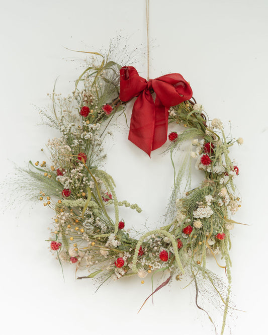 Couronne murale de fleurs séchées - SANTA