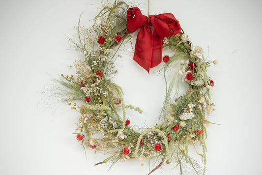 Couronne murale de fleurs séchées - SANTA