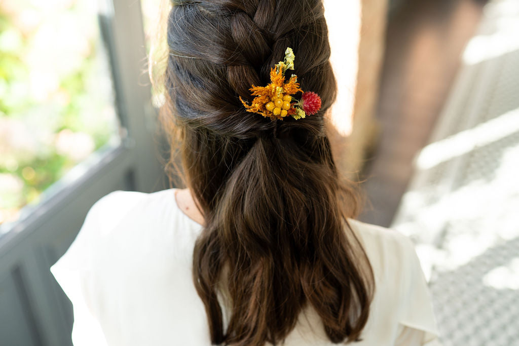 Pic à chignon en fleurs séchées pour cérémonie - BREHAT