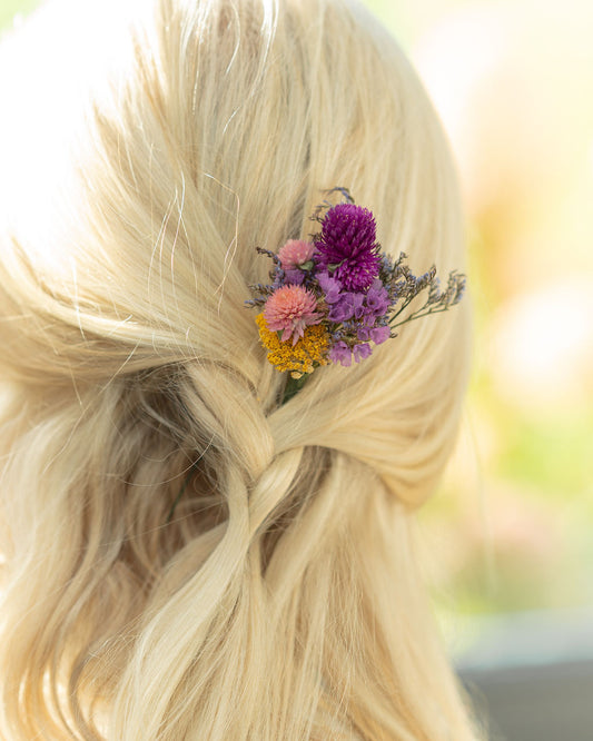 Pic à chignon en fleurs séchées pour cérémonie - MOLENE