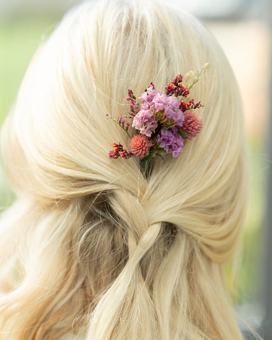 Pic à chignon en fleurs séchées pour cérémonie - SAUZON
