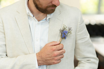 Kit DIY à réaliser - Boutonnières en fleurs séchées - Bleu