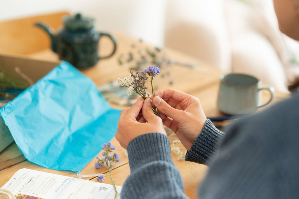 Kit DIY à réaliser - Boutonnières en fleurs séchées - Bleu