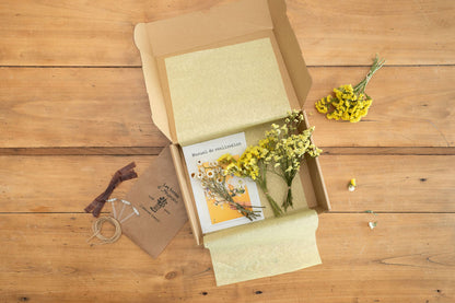 Kit DIY à réaliser - Boutonnières en fleurs séchées - Jaune