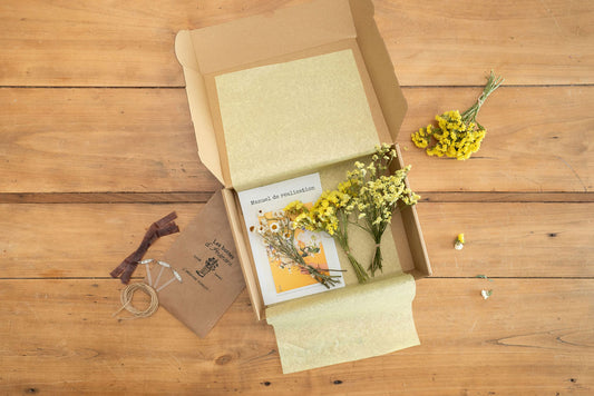 Kit DIY à réaliser - Boutonnières en fleurs séchées - Jaune
