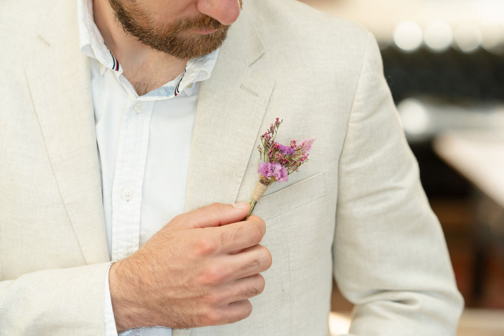 Kit DIY à réaliser - Boutonnières en fleurs séchées - Rose