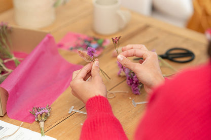 Kit DIY à réaliser - Boutonnières en fleurs séchées - Rose