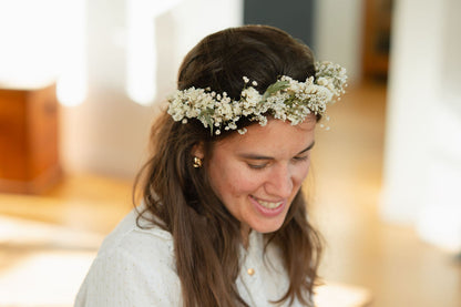 Kit DIY à réaliser - Couronne de tête adulte en fleurs séchées - Blanc
