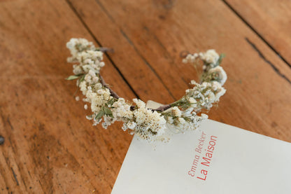 Kit DIY à réaliser - Couronne de tête adulte en fleurs séchées - Blanc