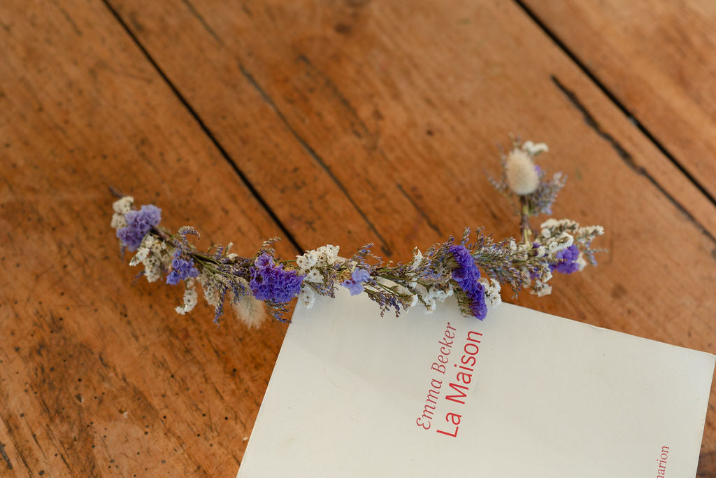 Kit DIY à réaliser - Couronne de tête adulte en fleurs séchées - Bleu