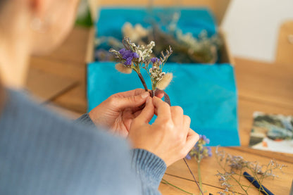 Kit DIY à réaliser - Couronne de tête adulte en fleurs séchées - Bleu