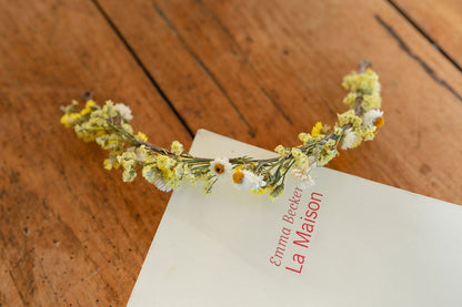Kit DIY à réaliser - Couronne de tête adulte en fleurs séchées - Jaune
