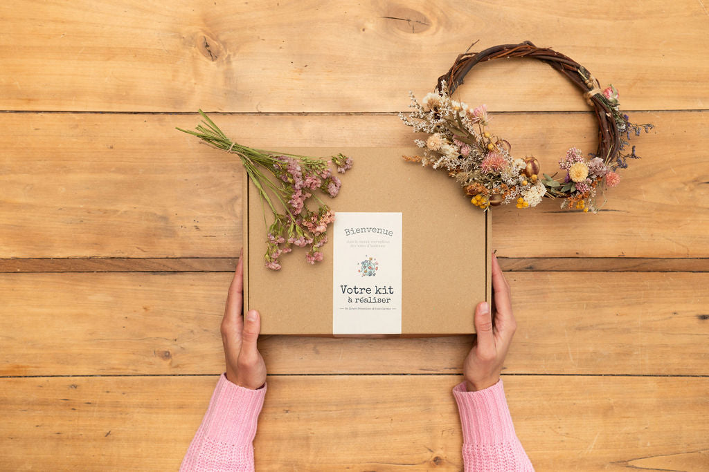 Kit DIY à réaliser - Couronne de tête adulte en fleurs séchées - Pastel