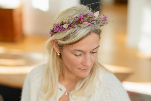 Kit DIY à réaliser - Couronne de tête adulte en fleurs séchées - Rose