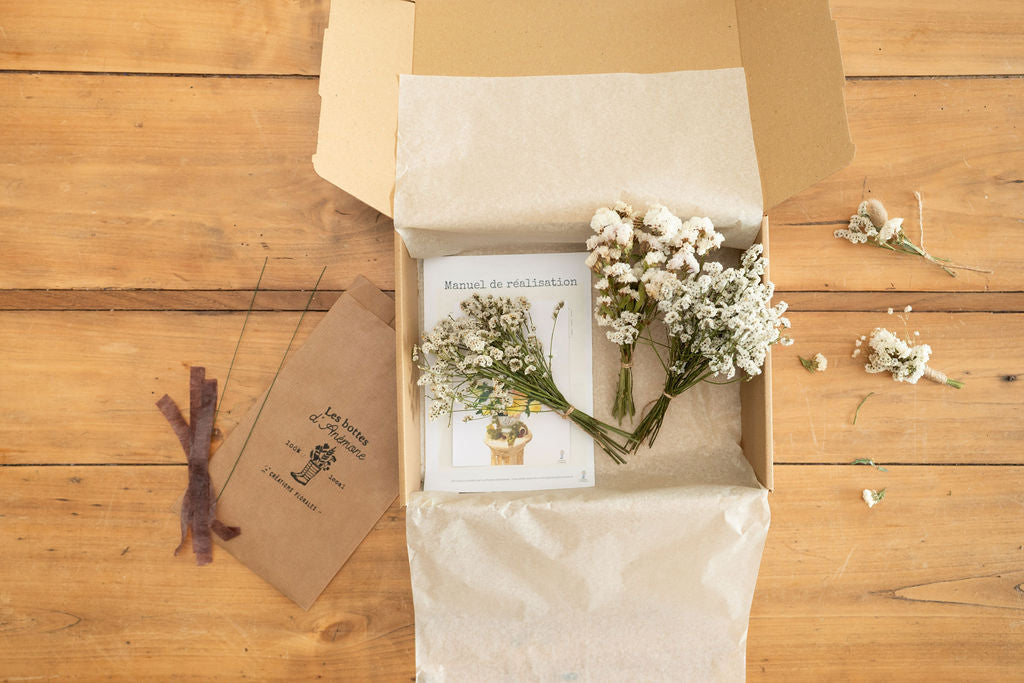 Kit DIY à réaliser - Couronne de tête enfant en fleurs séchées - Blanc