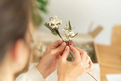 Kit DIY à réaliser - Couronne de tête enfant en fleurs séchées - Blanc