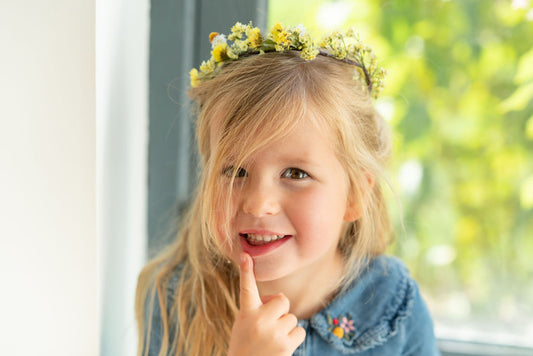 Kit DIY à réaliser - Couronne de tête enfant en fleurs séchées - Jaune