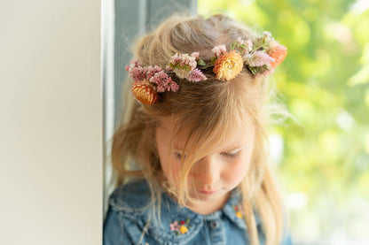Kit DIY à réaliser - Couronne de tête enfant en fleurs séchées - Pastel