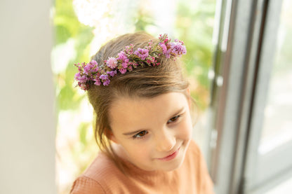 Kit DIY à réaliser - Couronne de tête enfant en fleurs séchées - Rose