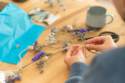 Kit DIY - Guirlande murale en fleurs séchées - Bleu