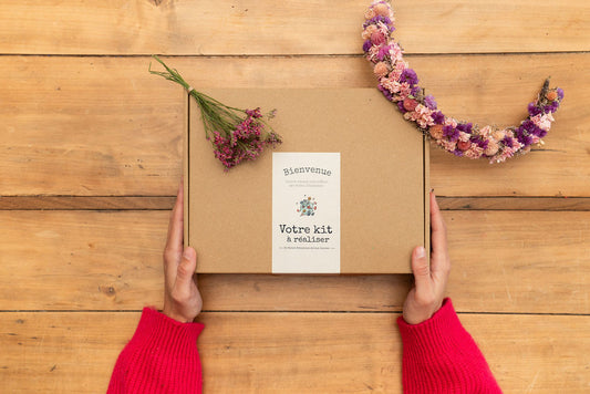 Kit DIY - Guirlande murale en fleurs séchées - Rose