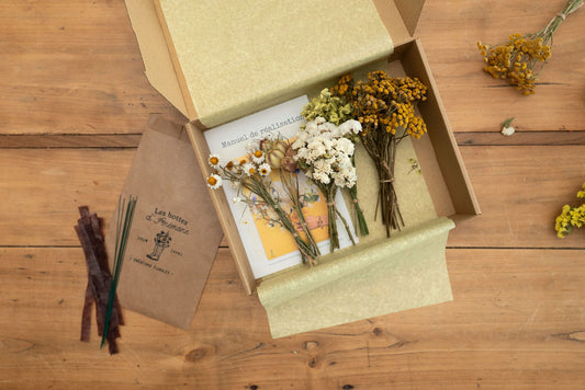 Kit à réaliser DIY - Pics à chignon en fleurs séchées - Jaune