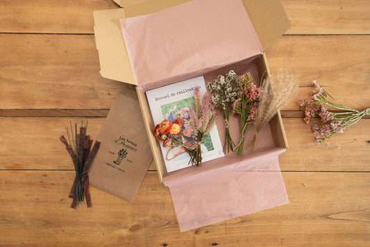 Kit à réaliser DIY - Pics à chignon en fleurs séchées - Pastel