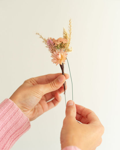 Kit à réaliser DIY - Pics à chignon en fleurs séchées - Pastel