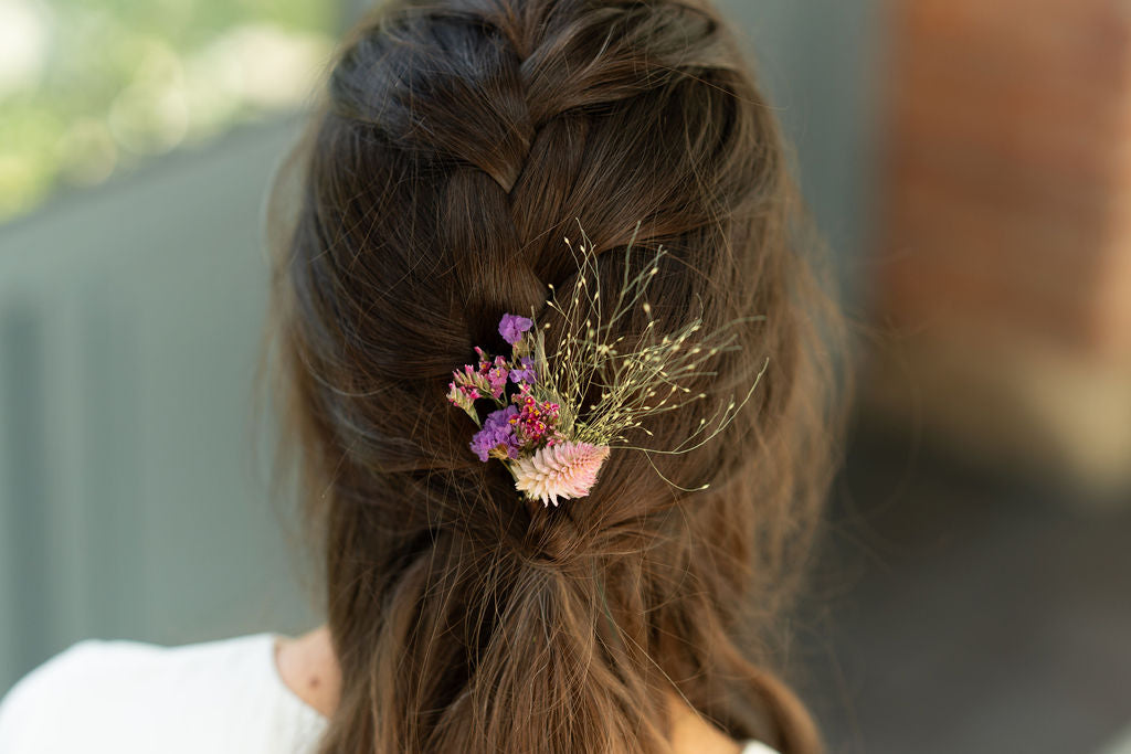 Kit à réaliser DIY - Pics à chignon en fleurs séchées - Rose