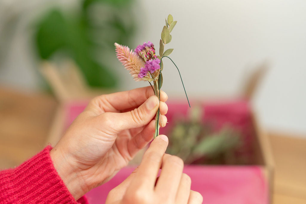 Kit à réaliser DIY - Pics à chignon en fleurs séchées - Rose