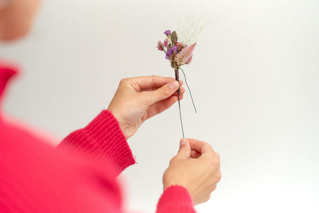 Kit à réaliser DIY - Pics à chignon en fleurs séchées - Rose