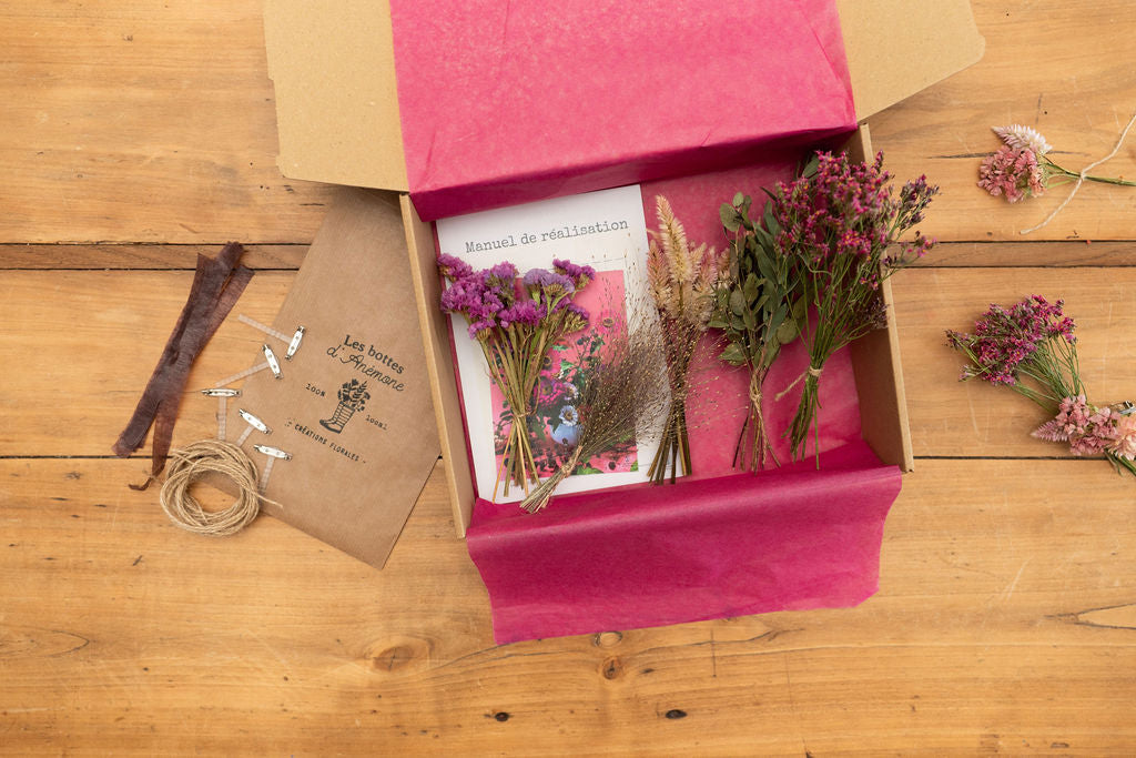 Kit DIY à réaliser - Boutonnières en fleurs séchées - Rose